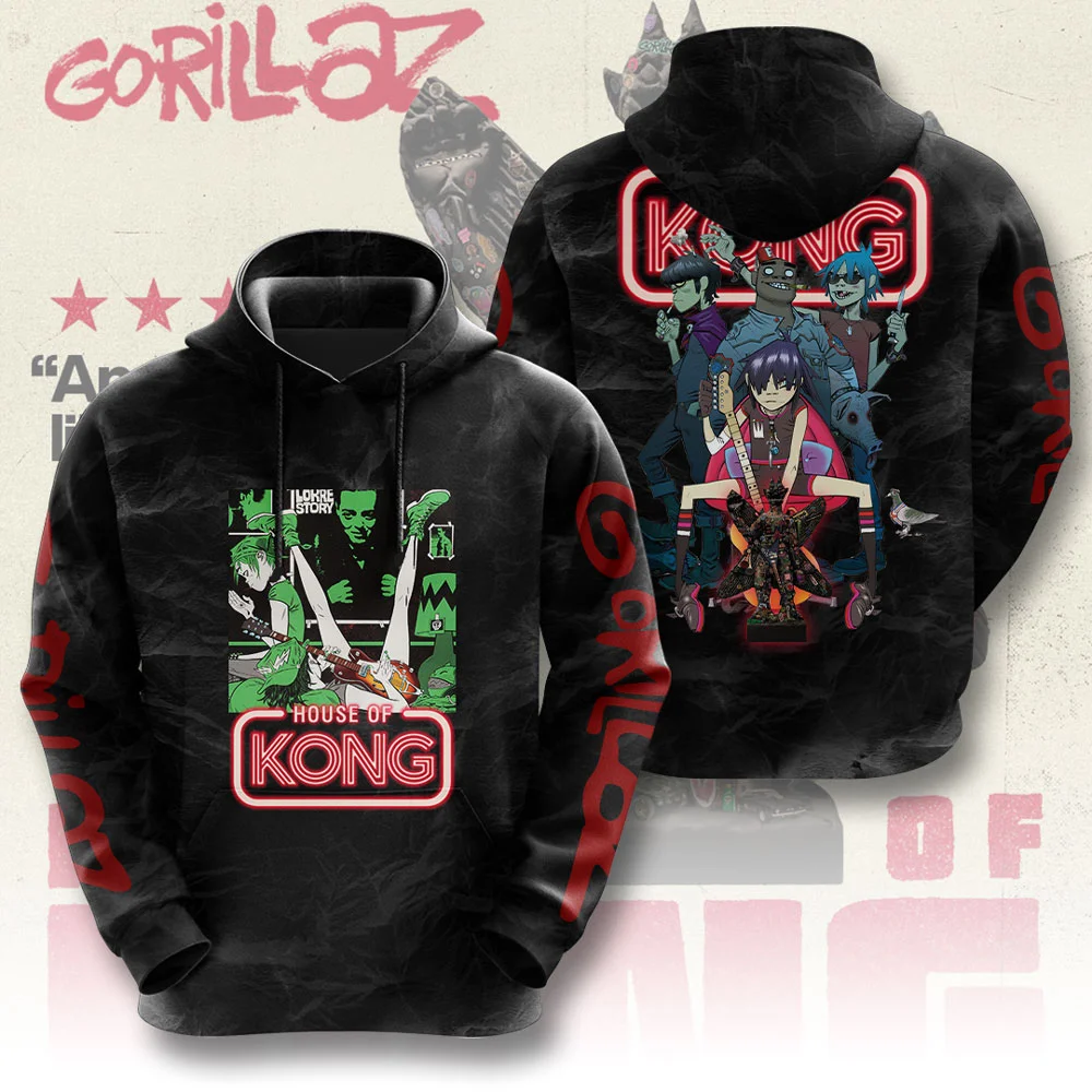 Band Rock Gorillaz Hoodie Cetak 3d Hoodie Fashion Pria Wanita Kaus Pria Atasan Besar Wanita Berkeringat Rap Rock