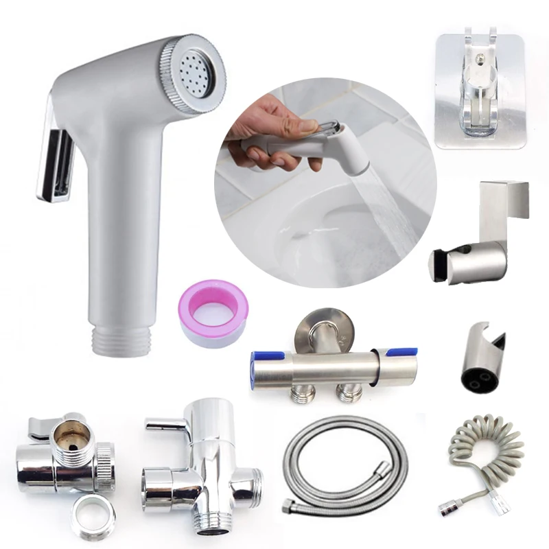 White Toilet Spray Gun Bidet self Cleaner water Hose Valve set wc Bathroom faucet Shower Head ABS Sprinklers Flushing Sprayer