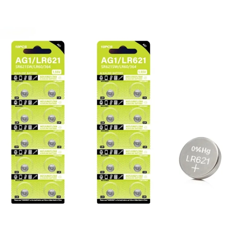 For Watch Car Key Remote Toy Button Coin Cell AG1\LR621 1.55V 15mah Button type battery 400pcs