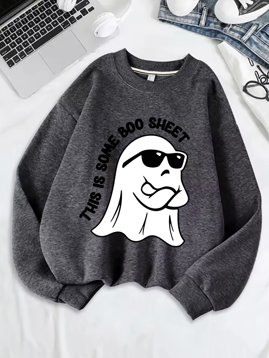 سويت شيرت برقبة دائرية وأكمام طويلة مطبوع كاجوال دافئ أنيق بنمط شخصي ثقيل الوزن (وزن القماش 220–320 جم/م2)