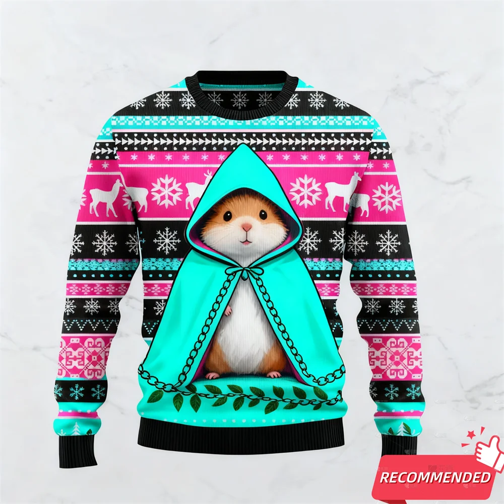 الهامستر القبيح عيد الميلاد البلوزات للنساء الرجال الضفدع زيبرا رجل سترة الحيوانات البلوز عيد الميلاد عطلة عيد ميلاد سعيد البلوفرات #3