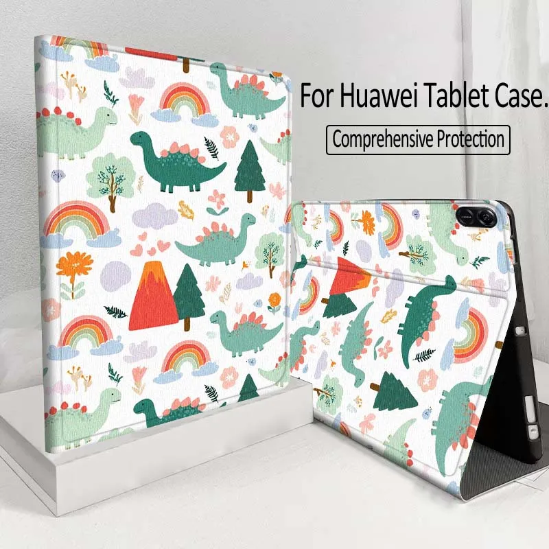 Cute Anime Dinosaur Art For Huawei MatePad M5 T5 SE 11 Pro Honor Tab 5 V7 V8 X9 GT 10.1 10.8 Inch Tablet Case