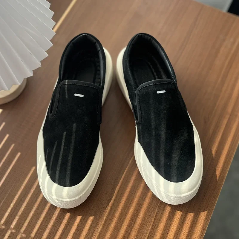 

Men's Casual Thick Bottom Breathable Retro Loafers Summer New Style Flat Heel Low Top Leather Shoes Comfortable All-Match Sneake