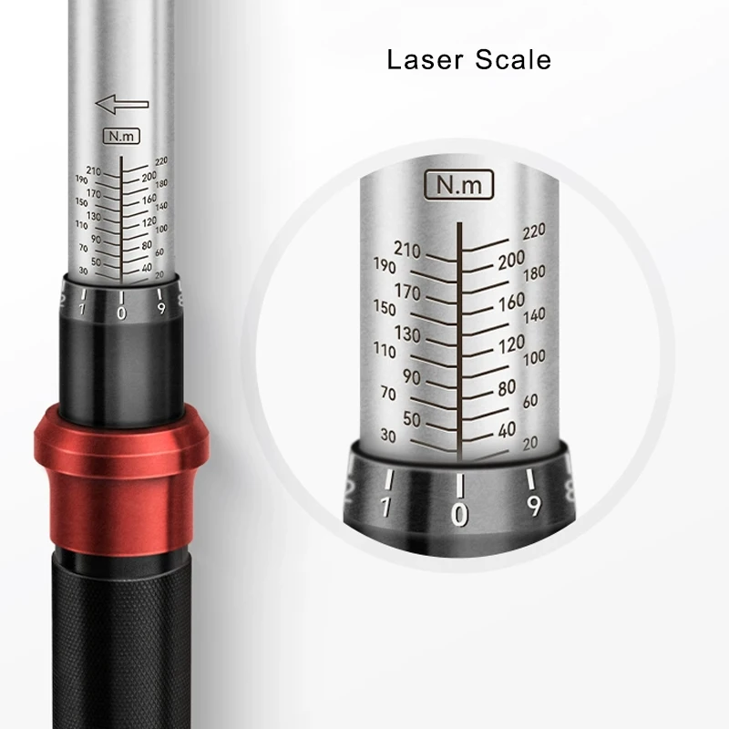 JNUO Interchangeable Head Torque Wrench Set Plug-in Socket Adjustable Square Hole Opening Torque Movable head 60-330N.m