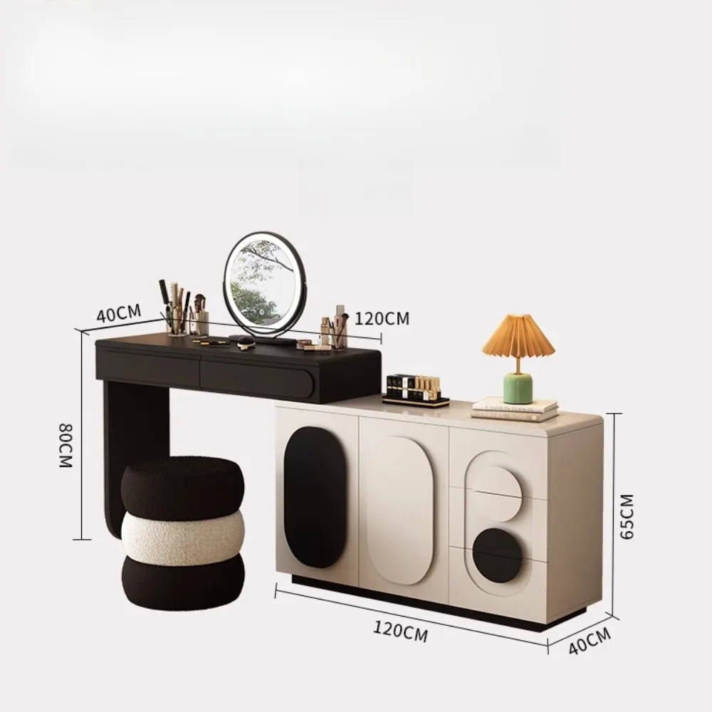 Luxury Light Dressing Table Black White Modern Storage Dressing Table Mirror European Meble Do Sypialni Furniture Decoration