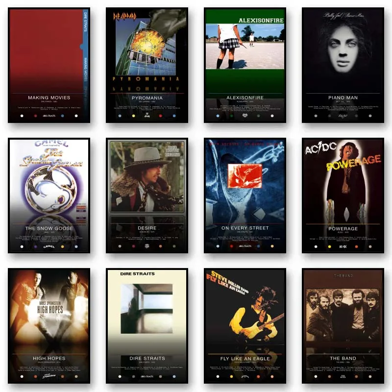 Vintage Rock Star Rock Band Music Album Cover Poster Hip Hop Dire Straits Canvas Wall Print Art for Living Room Home Decor