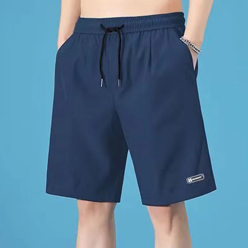 Fashion Loose Elastic Waist Pockets Shirring Bandage Shorts Men\'s 2023 Summer New Oversized Solid Color All-match Casual Shorts