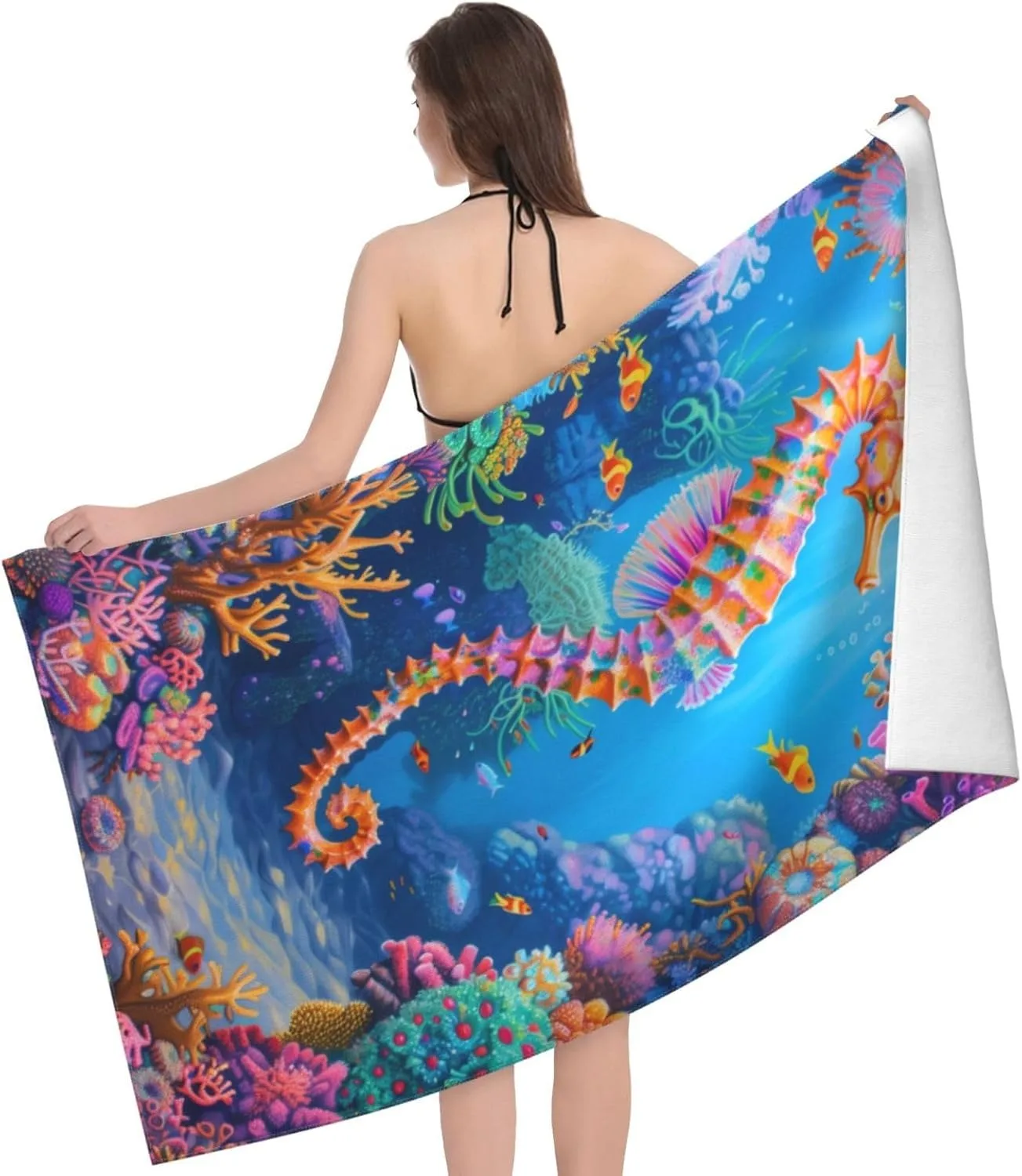 

1 шт. пляжное полотенце с рисунком морского ухода для семейных вещей, подарки для друзей, быстросохнущее, без песка для ванны, йоги, туризма, пляжа, кемпинга, плавания