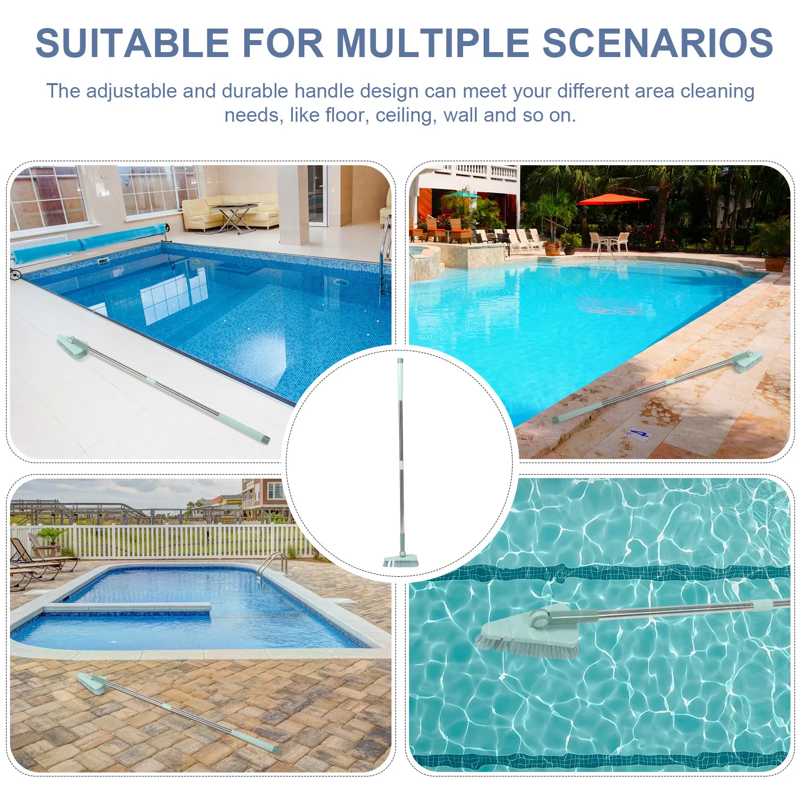 Sturdy Bathroom Floor Scrub Brush Triangle Shape Corner Cleaner for Pool Cleaning Kitchen Garage Garden Wet Dry Use Adjustable