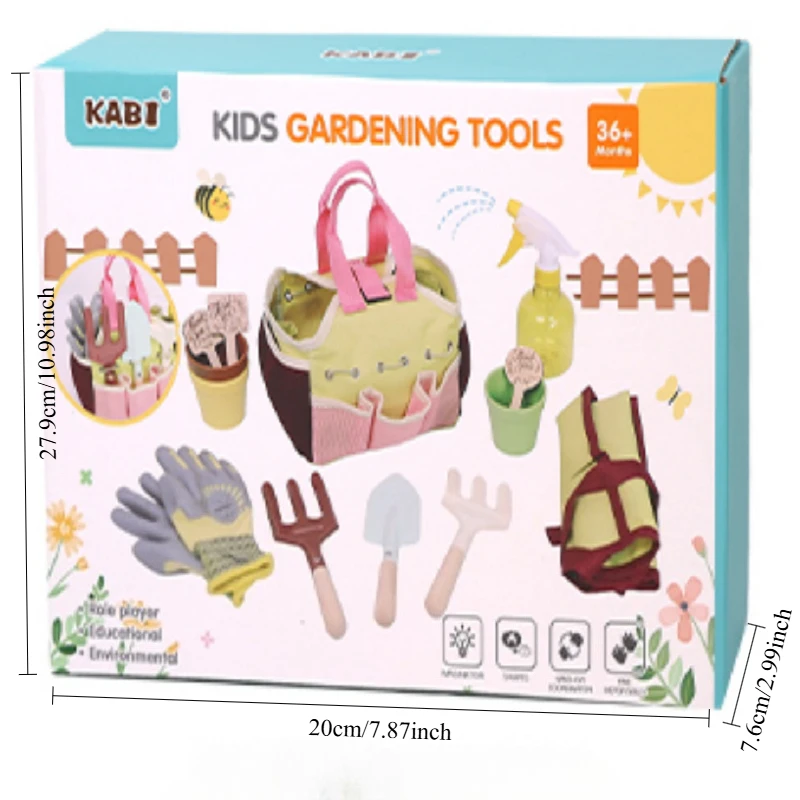 Children Garden Tools Kit Shovel Rake Water Pot Spray Bottle Planting Beach Outdoor Play Toys