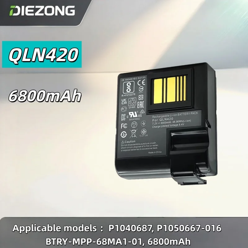 QLN420 Printer Battery, FOR Zebra  ZQ630, Model P1040687, P1050667-016, BTRY-MPP-68MA1-01, Capacity 6800mAh Stable and Durable