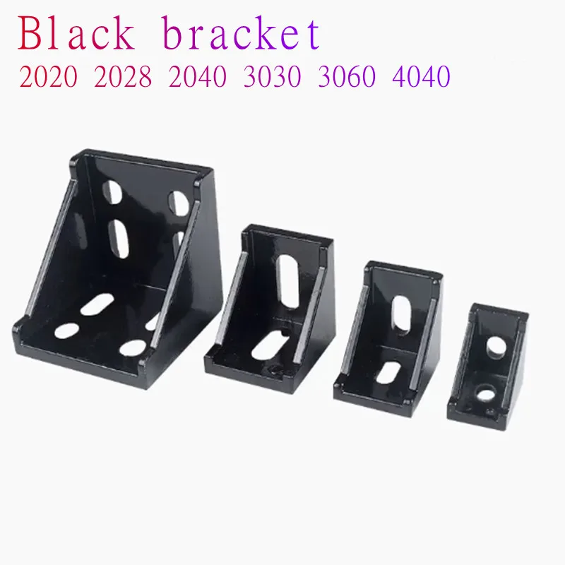 

10pcs 2020 2028 2040 3030 3060 4040 black Corner Bracket Fittings Corner Angle Bracket Connector