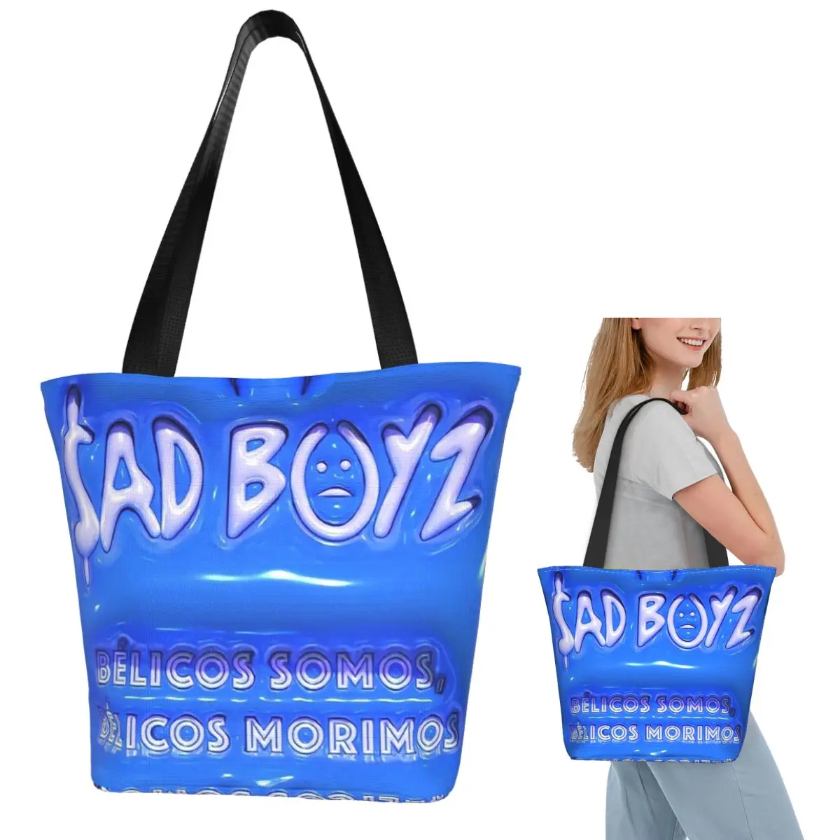 Junior H Sad Boyz Corridos Tumbados México bolso de compras bolso de lona de gran capacidad bolsos de hombro Shopper bolso de compras para mujer