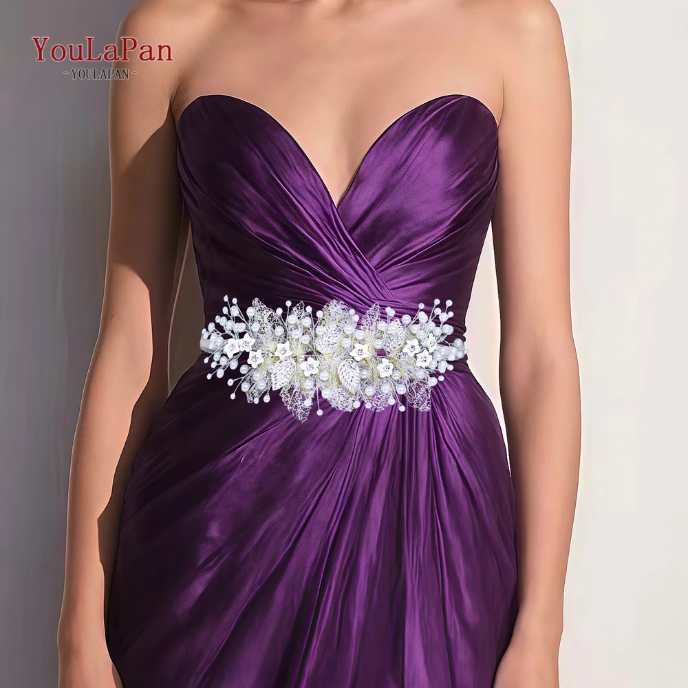 

YouLaPan Bridal Dress Belt Alloy Leaf Bride Sash Belt Wedding Accessories Women Waistband Handmade Gown Belt Holiday Gift SH923