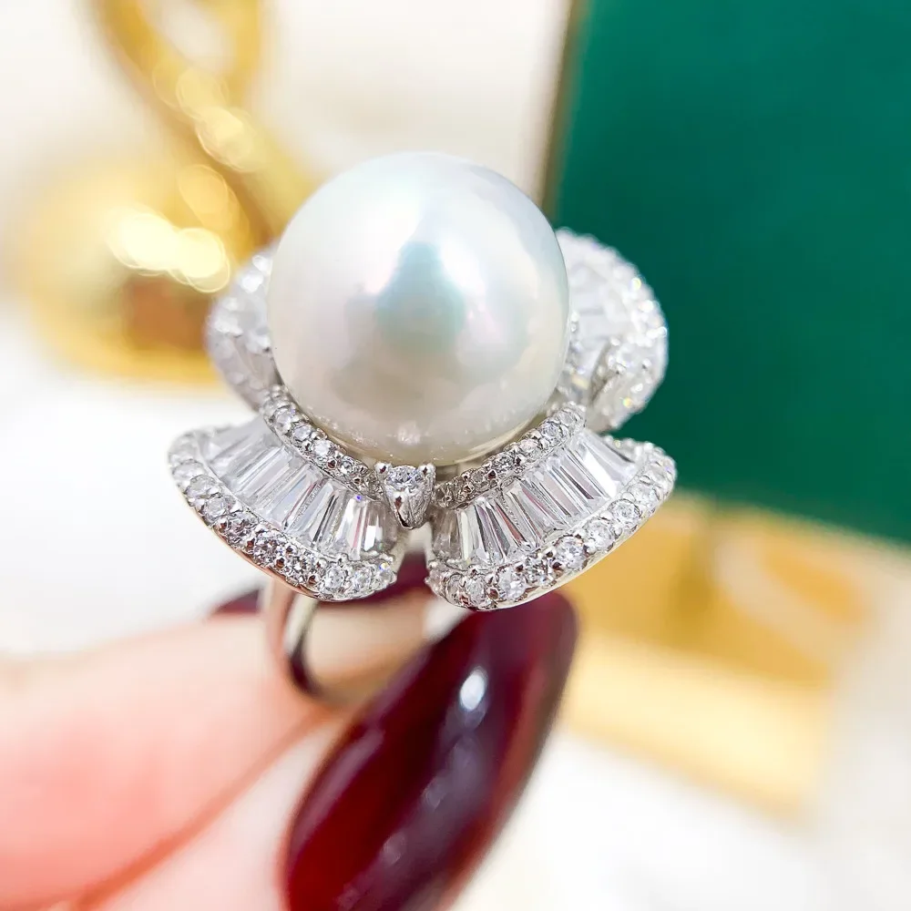 Solid S925 Sterling Silver Pearl Ring Setting For Women DIY Handmade Adjustable Ring Material Fine Jewelry Accessories SJ024