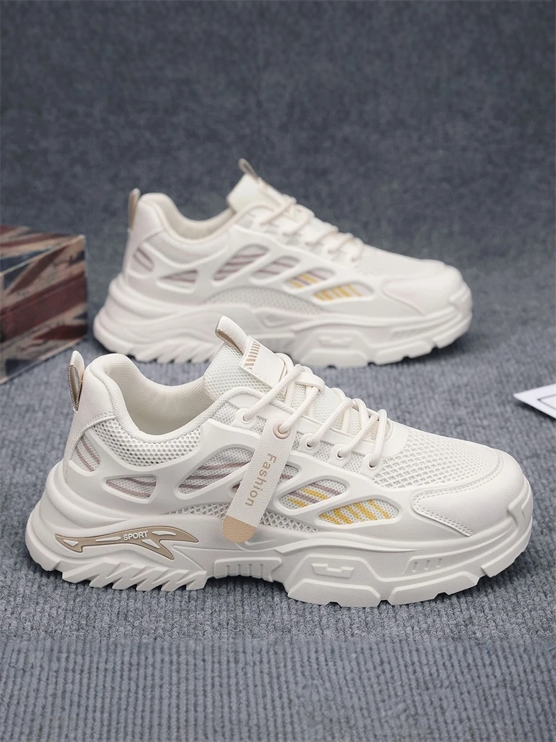 

Men's Summer Anti-slip Casual Versatile Trendy Shoes Sports Thick Bottom Low Help Dad Shoes Outdoor Wind Mesh Inner Material