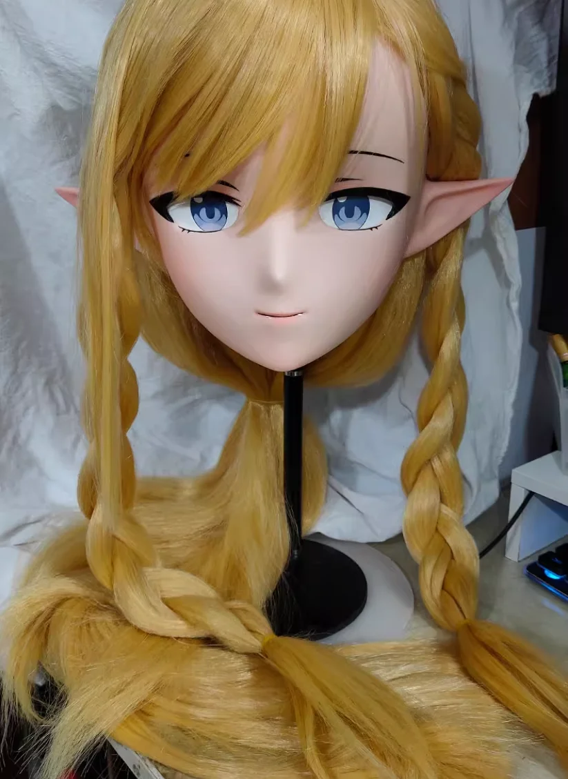 

(GLA0405)Customize Character Resin Half Head Japanese Animego Cosplay Crossdressing Doll Anime Kigurumi Mask With Eyes And Wig