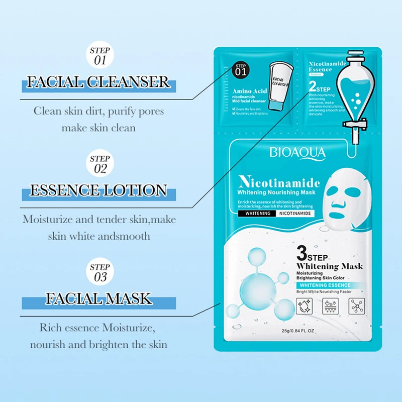 5 قطعة BIOAQUA حمض الهيالورونيك الكولاجين قناع الوجه مجموعات ترطيب مكافحة الشيخوخة تبييض أقنعة الوجه منتجات العناية بالبشرة