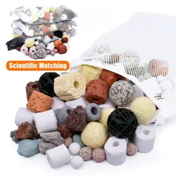 500g Aquarium Filter Media Fish Tank Accessories Ceramic Rings Activated Carbon Bio Balls Clear Water with Net Bags