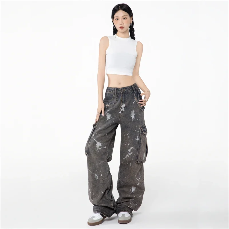 Ladies Fashion Baggy Cargo Pants for Women Youthful Woman Trousers Clothes Women\'s Oversize Loose Wide Fluid Jeans Pants Woman