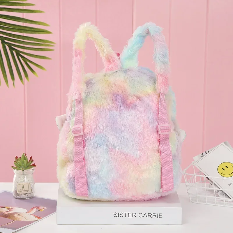 Unicorns Cartoon School Book Bag Backpacks Cute Fashion 3D Fur Backpacks For Girls Travel Backpack Children Schoolbag Kids Gift