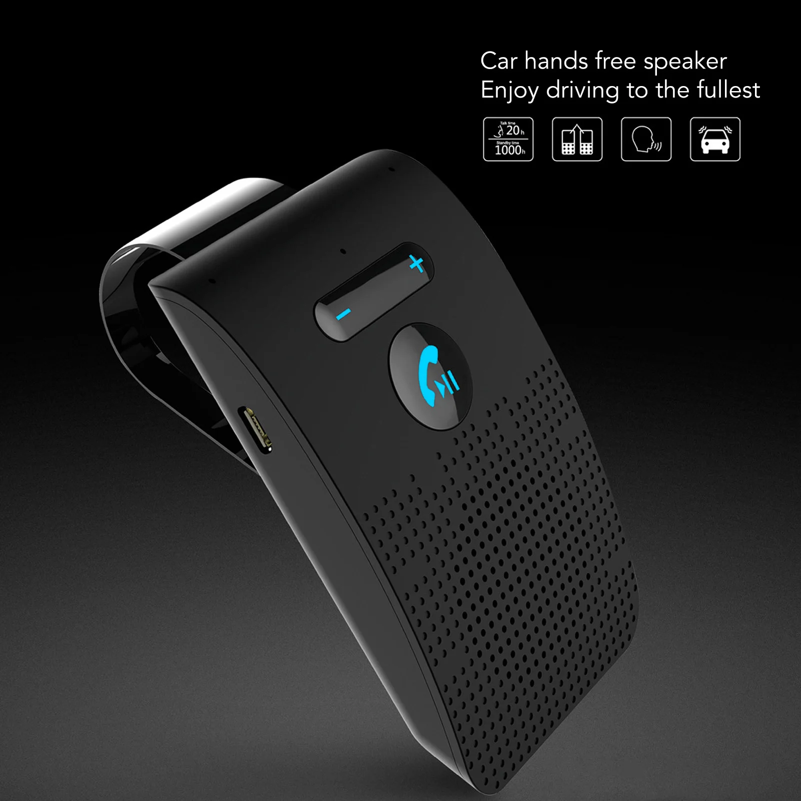 Car Bluetooth Phone Speaker Car Bluetooth Speakerphone Wireless Sun Visor Receiver Adapter Handsfree MP3 Speaker with Back Clip