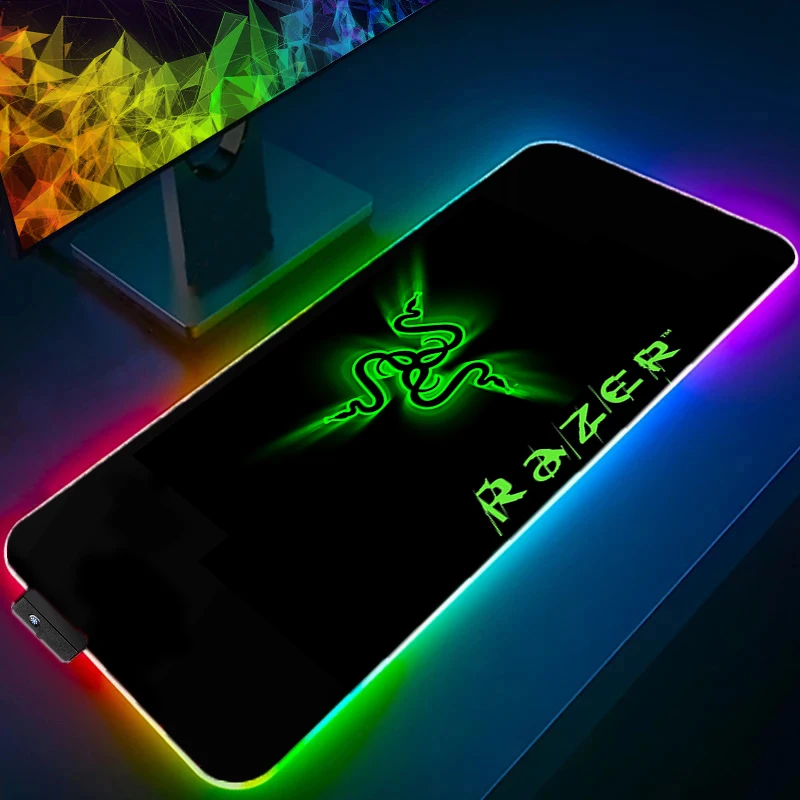 لوحة ماوس Razer RGB LED وسادة مطاطية ممتدة غير قابلة للانزلاق حصيرة مكتبية للكمبيوتر المحمول لوحة مفاتيح ملحقات الكمبيوتر لوحة ماوس HD سجادات ألعاب كبيرة