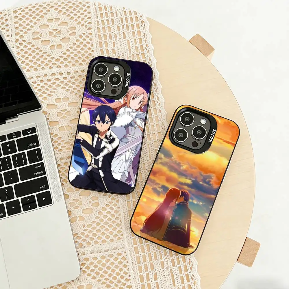 K-Kirisuna K-Kirito A-Asuna  Phone Case For iPhone 17,16,15,14,13,12,11 Plus,Pro Max,XS,Colored silver phone case