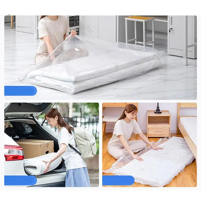 Mattress Compression Vacuum Bag Large Capacity Storage Bag Travel Foldable Packing Bag For Mattresses Home Use Transparent Bag