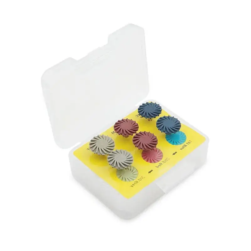 6Pcs/Box 14mm Wheel Dental Composite Resin Polishing Disc 3 Colors Rubber Polisher RA Spiral Flex Brush Dentistry Instrument