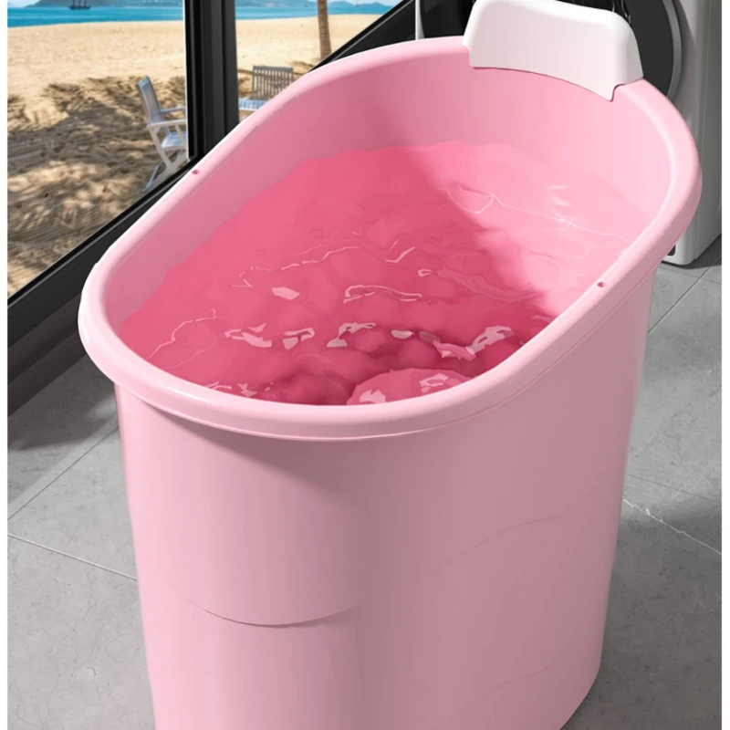 Thickened Adult Bath Barrel Adult Bath Barrel Plastic Bathtub Household Small Apartment Bath Bucket Full Body Bathtub Can Sit