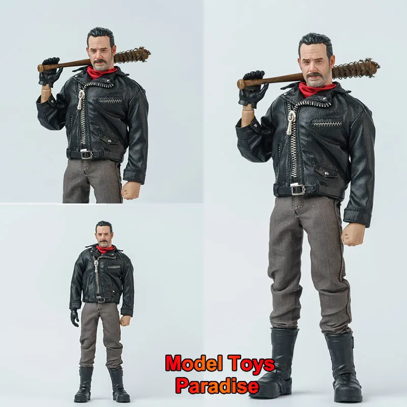 

Кожаная куртка на молнии Negan Blcak в масштабе 1/12, серые прямые брюки, мужская одежда солдата, подходит для 6-дюймовой экшн-фигурки Nottaa, тело