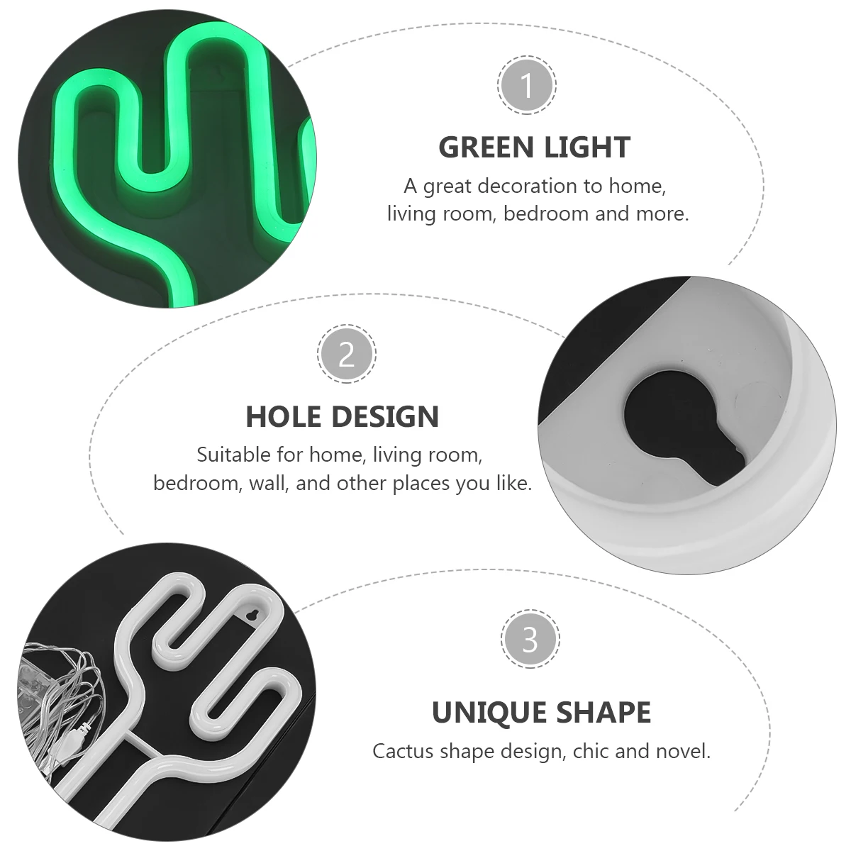 

Cactus Neon LED Night Light PC Plastic Small Bedside Signs Lightweight Easy to Carry Home Decoration Living Room Bedroom Stage
