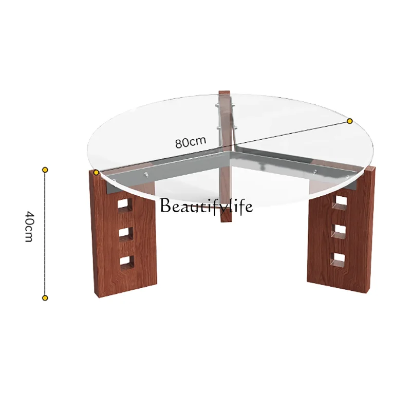 طاولة القهوة الأوروبية جلام فريدة من نوعها مستديرة لغرفة المعيشة طاولة القهوة الزجاجية أثاث فاخر بسيط