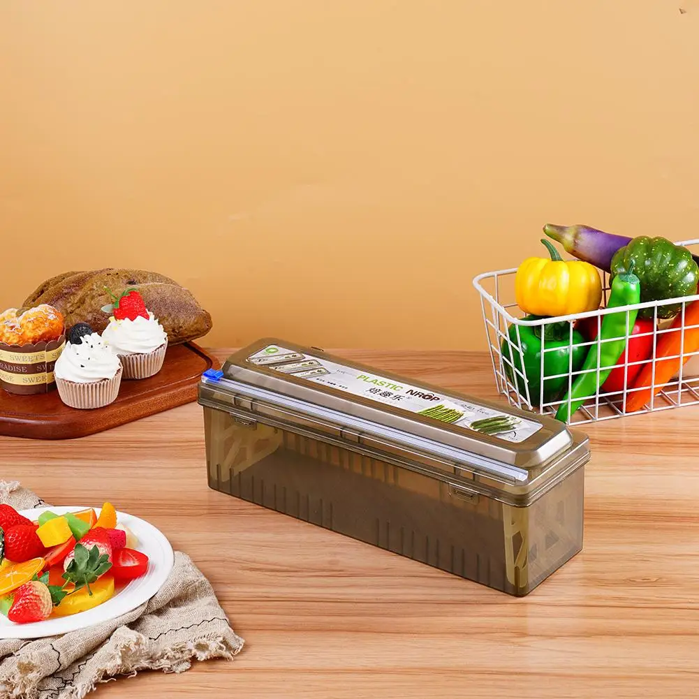 Food Preservation Film Cutter Plastic Packaging Dispenser Storage Box, Aluminum Foil Stretch Film Cutter Storage Box