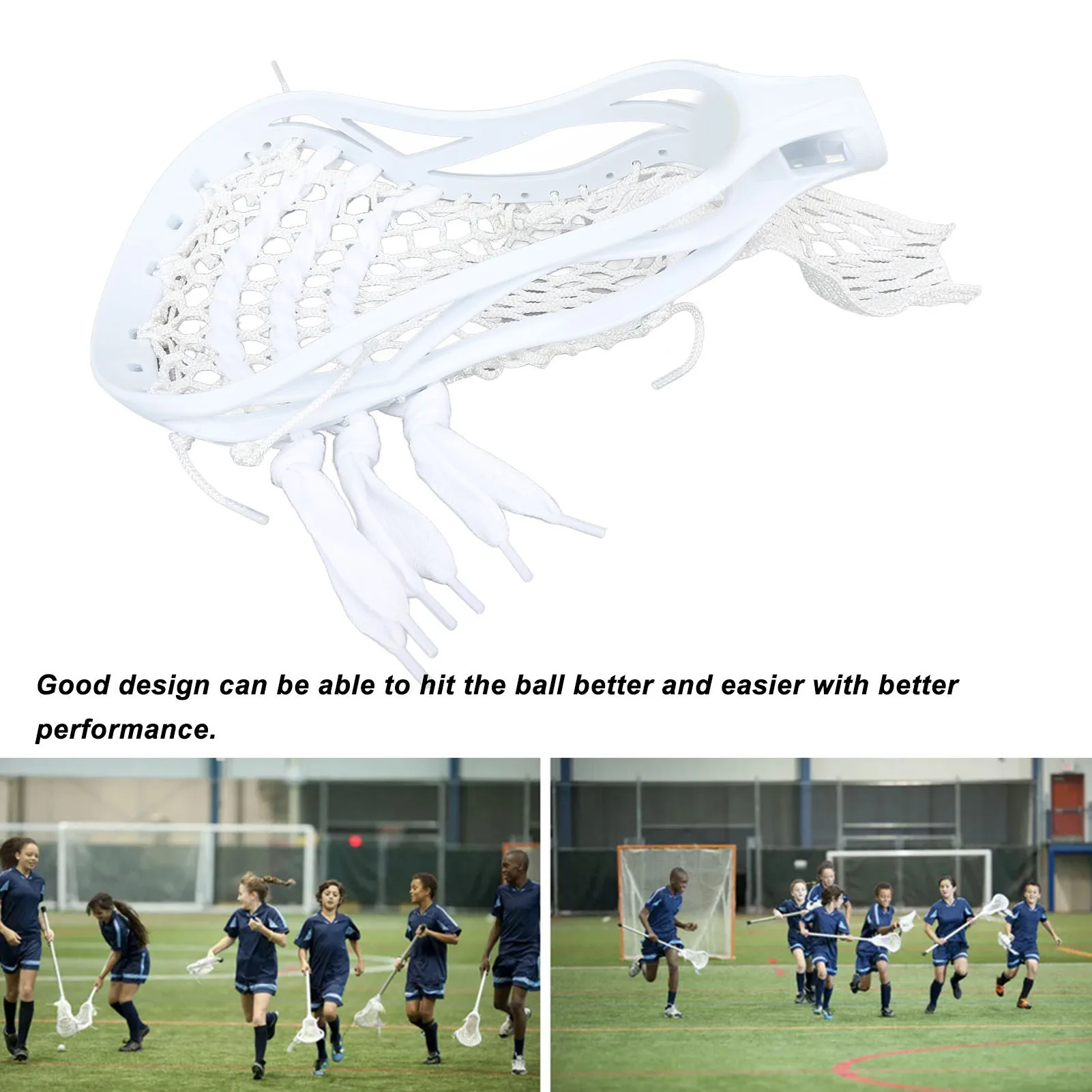 Lacrosse Head Mesh Opgesneden Slijtvaste Nylon Lacrosse Stick Heads voor trainingswedstrijden Heren