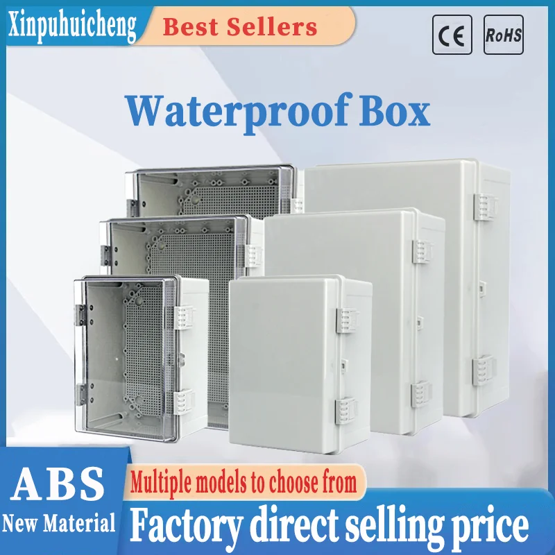 IP66 Waterproof Outdoor Electrical Box Gray/Transparent ABS Plastic Enclosure Project Box with Mounting Plate with Wall Bracke