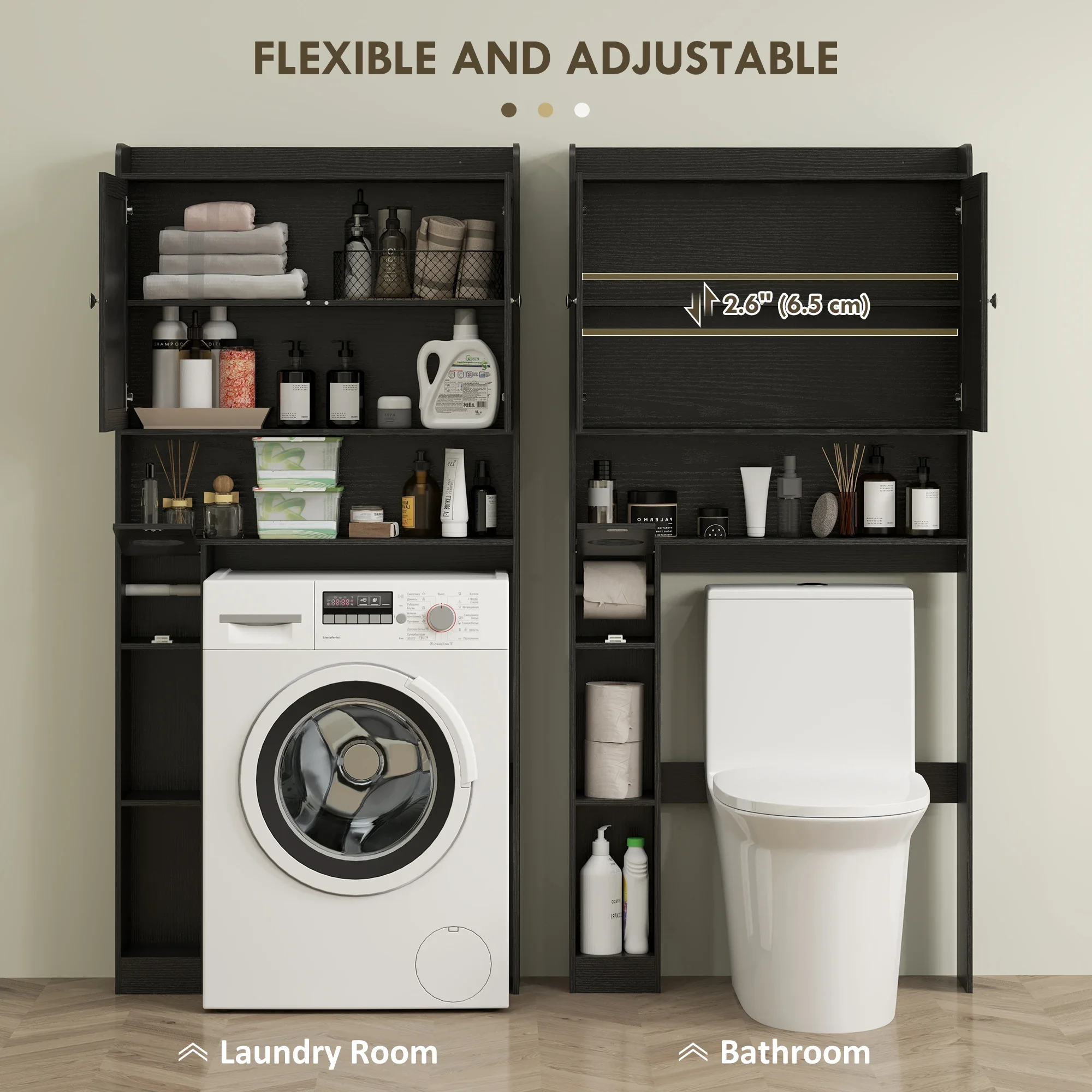 

large capacity X-shaped barn doors Bathroom Cabinet ,with three-level adjustable shelf, Left or right-mounted bottom storage