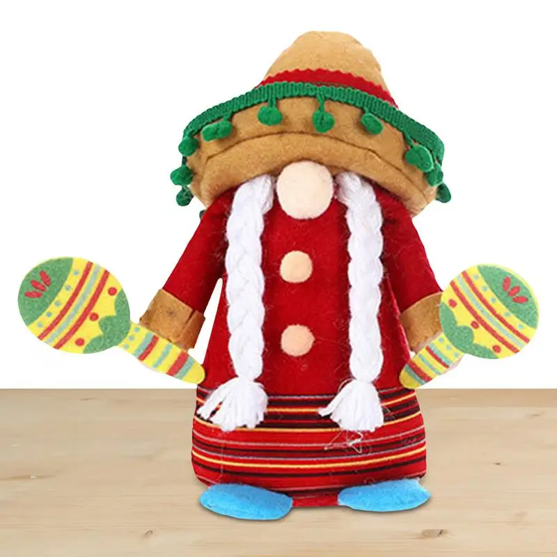 Mexican Carnival Faceless Plush Dolls Handmade Gnomes Plush Toys Holiday Home Decorations Collectible Figurine Desktop Dwarf