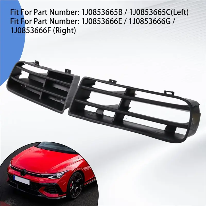 A56P-Car Fog Lamp Grille Front Lower Side Bumper Fog Light Grille For Golf Variant 4 Motion 1998-2006 1J0853665B 1J0853666E