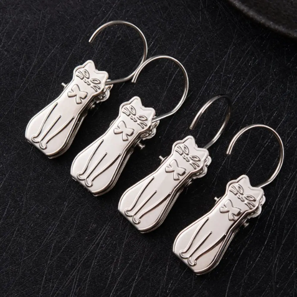 

10pcs Windproof Cat Shaped Clip Household Non-slip Cat Curtain Clip Curtain Hook Drying Hanger Cartoon Clothes Pegs Bathroom