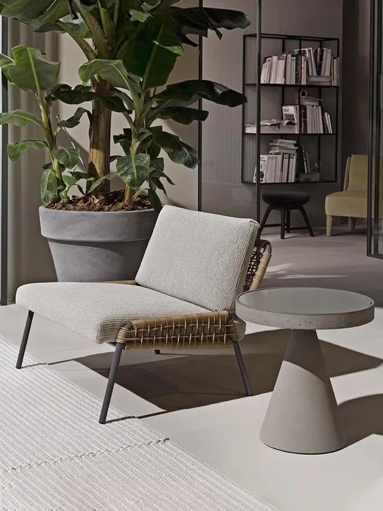 

Outdoor Sofa Model Room Soft Decoration Single Internet Celebrity Rattan Chair Outdoor Courtyard Balcony Cafe Leisure Small