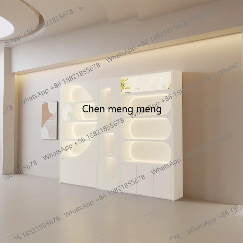 Nordic Cream Style Cosmetics Display Cabinets Modern Beauty Salon Skin Care Products Rack Shelf Art Storage Rack Furniture