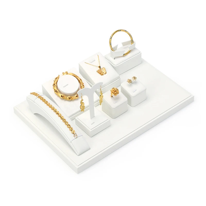 

New jewelry display props: White brushed jewelry display stand, necklace, ring, earring and jewelry rack