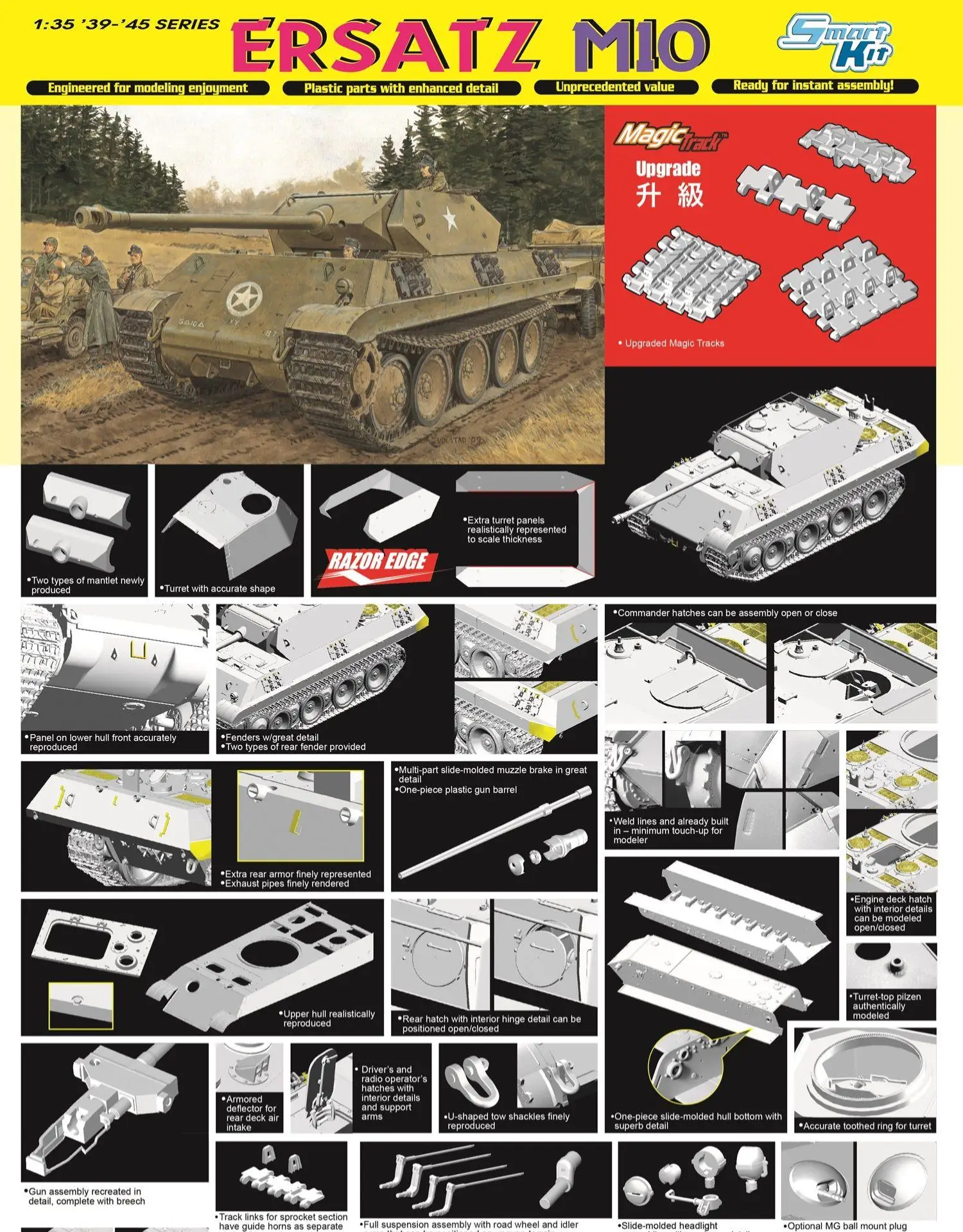 

DRAGON 6561 1/35 Scale Panther G/M10 `Ersatz` (Fake Tank) Operation Greif 1944 w/Magic Tracks Tank Model