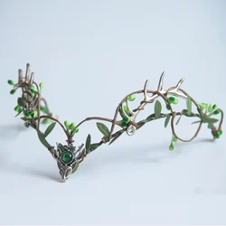 Moon Woodland Headband Tiara with Branches Fairy Crown Elf Crown For Women Wedding Bride Fairy Butterfly Costume Circlet Flora