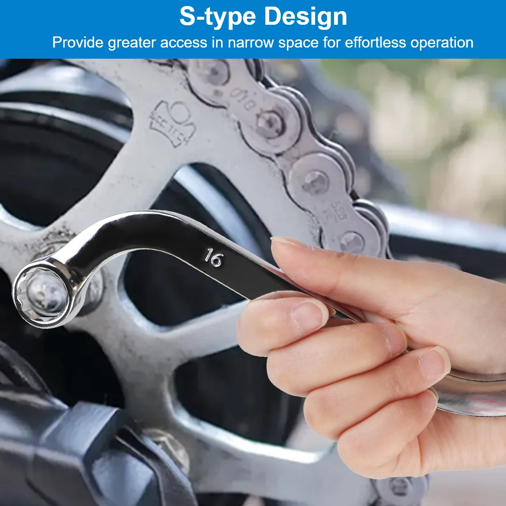 5-piece Metric practical S-type wrench set 10-19MM double-headed S-type wrench Chrome Vanadium Steel 12-point socket