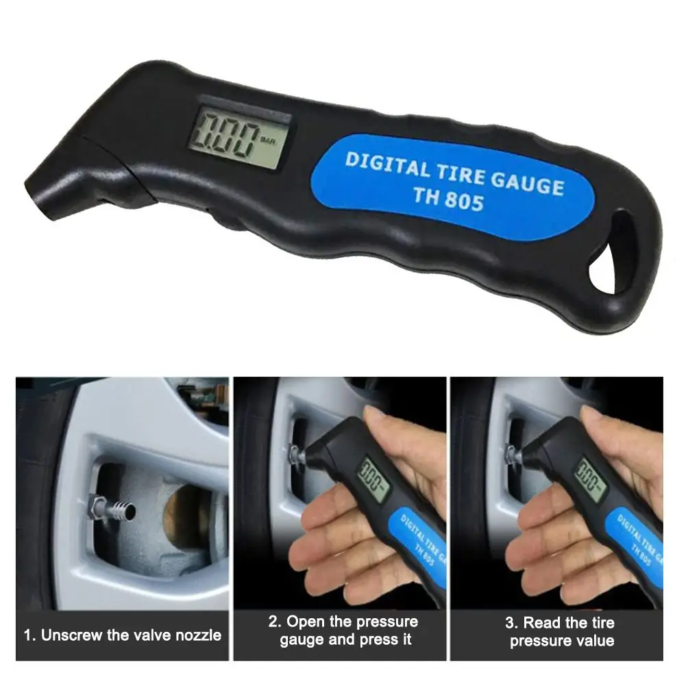 Handheld Digital Car Tire Air Pressure Monitor LCD Display Manometer Barometers Tester Universal For Car Truck Motorcycle Bike