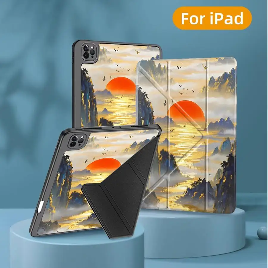 

Tablet Case For iPad Pro 11th 10th 9th 8th 7th 12.9inch Pro 2025 Air 4 5 M3 M2 M4 11inch Mini 6 7 Holder Cover Chinese Landscape