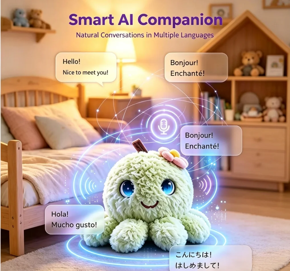 Octopus AI Smart Voice Companion Accessory, Multilingual Chat, Touch Response,  Interactive Desktop Decor